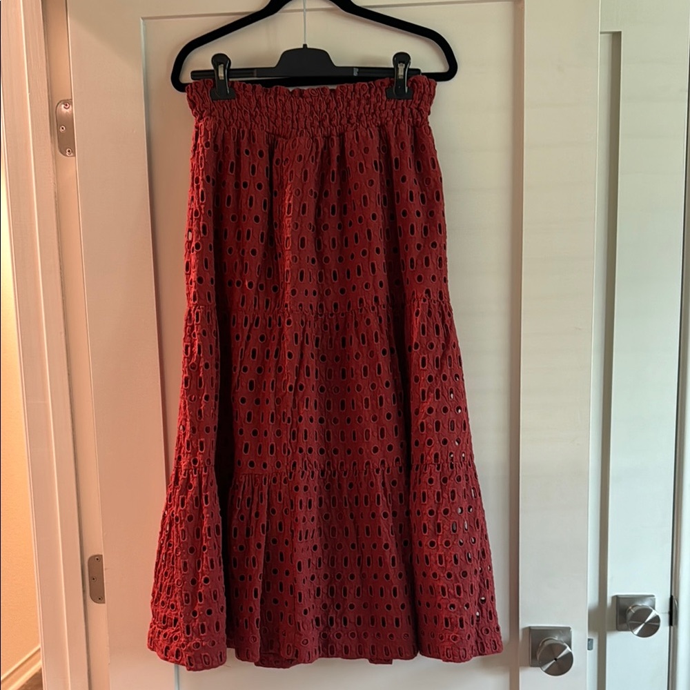 Anthropologie eyelet Smocked Skirt